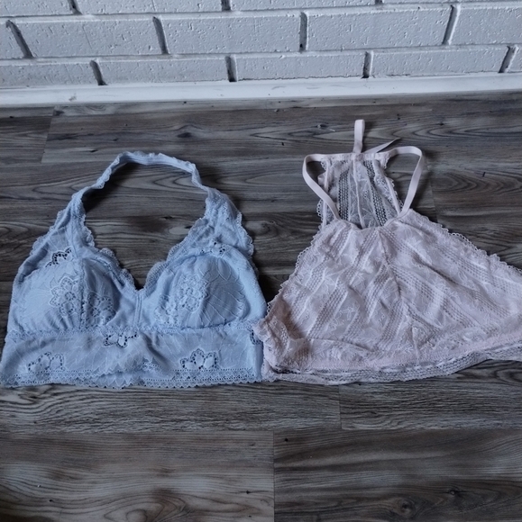Aerie Bralette Bundle Blue Pink Size Medium - Picture 1 of 7